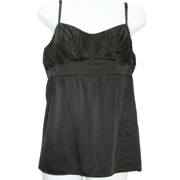 Y2K Black 100% Silk Babydoll Top Empire Waist Cami Womens 14 Whimsygoth Feminine - Picture 1 of 4